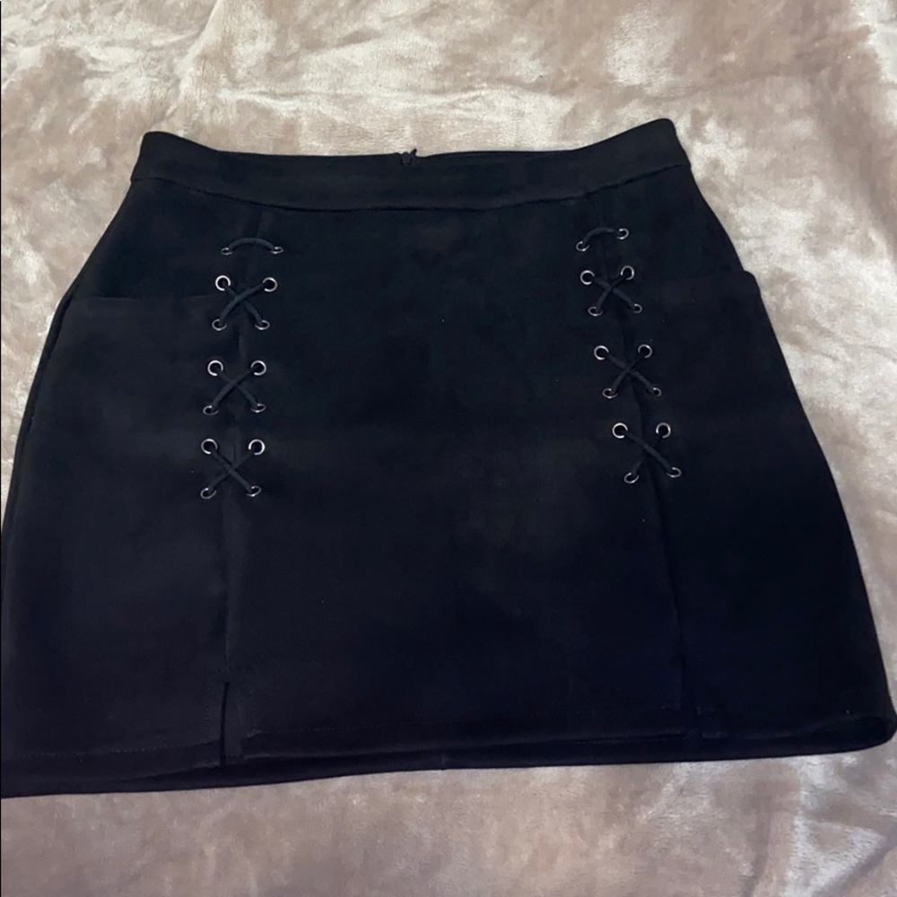 Mini Black Suede Skirt